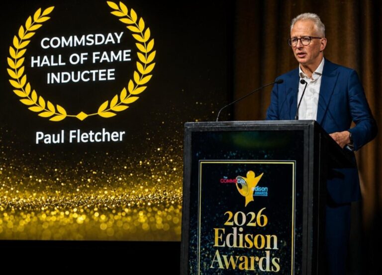 Paul Fletcher at the CommsDay Hall of Fame